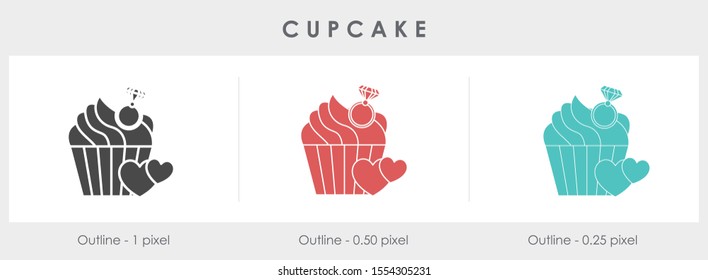 
Cupcake icon. Two-tone version of cupcake vector icon on white and black background. Small cake designed to serve one person.