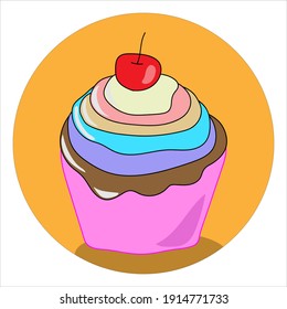Cupcake Icon, Vanilla Cupcake with Fruit Cream    
Chocolate and Cherry.