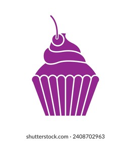 Cupcake icon vector. Cake illustration sign. Sweet symbol or logo.