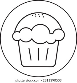 cupcake icon vector design template and illustration with editable stroke 