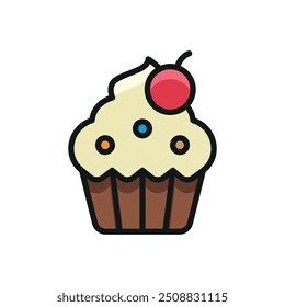 Plantillas de diseño de Vector de icono de cupcake gráfico de concepto simple y moderno