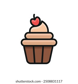 Plantillas de diseño de Vector de icono de cupcake gráfico de concepto simple y moderno