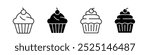 Cupcake icon vector filled and outlined icons collection