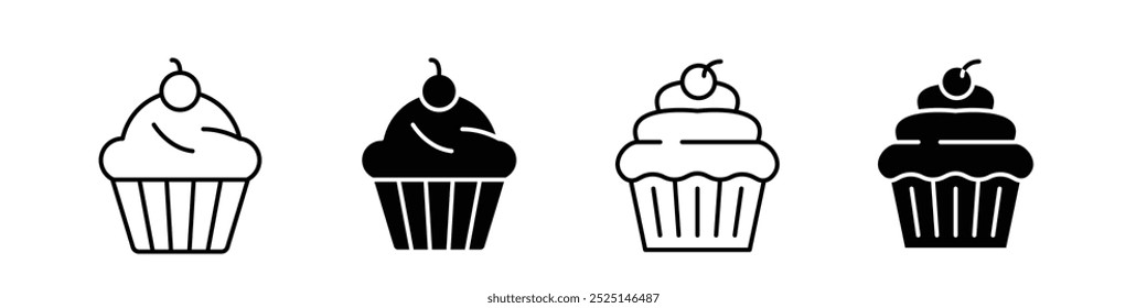 Cupcake icon vector filled and outlined icons collection