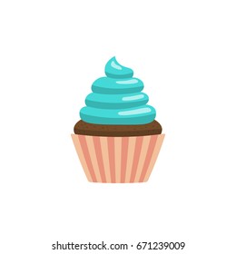 Cupcake icon vector, flat style, colorful pictogram isolated on white background