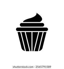 Cupcake icon Vector flat thin line illustration