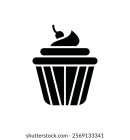 Cupcake icon Vector flat thin line illustration