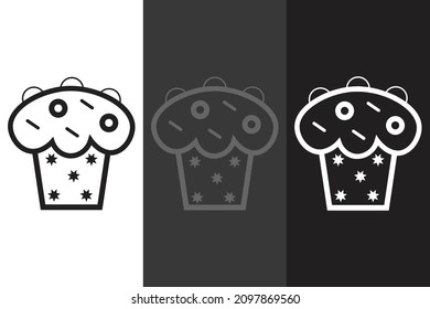 Cupcake Icon Vector Illustration 3 background, Isolated Food Sign.