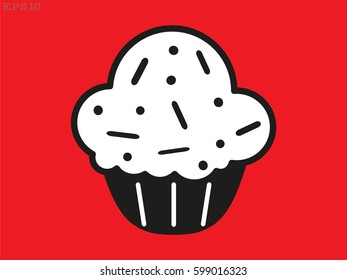 cupcake, icon, vector illustration eps10