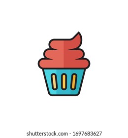 Cupcake Icon Vektorillustration Illustration gefüllt Umriss Stil Design. einzeln auf weißem Hintergrund