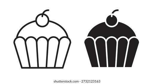 Cupcake icon. Vector illustration, flat and stroke