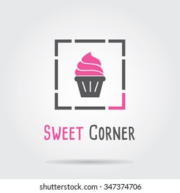 Cupcake icon, Vector illustration flat design.