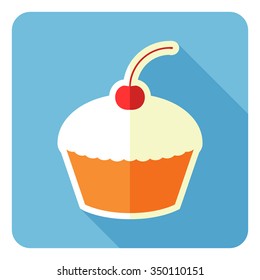 Cupcake icon. Vector illustration. Flat design.