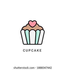 cupcake icon vector illustration. cupcake icon Lineal Color design.