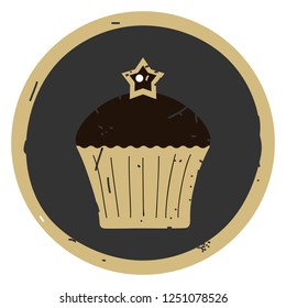 Cupcake icon vector illustration on gray background. Eps 10