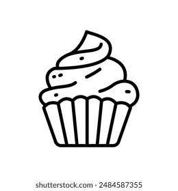 Cupcake icon vector in line style