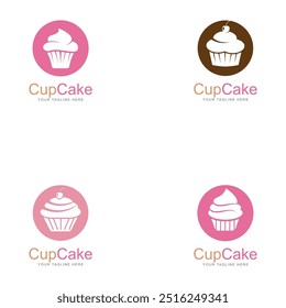 Plantilla de diseño de logotipo de Vector de icono de cupcake