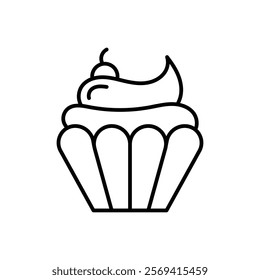 Cupcake icon Vector logo outline