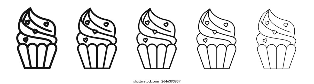 Cupcake icon vector outline set illustration sign