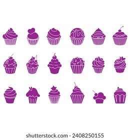 Cupcake icon vector set. Cake illustration sign collection. Sweet symbol or logo.