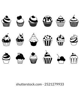 Cupcake icon vector set. Cake illustration sign collection. Sweet symbol or logo.