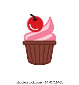 Cupcake icon vector. Cupcake sign symbol for design web. Simple design on white background.