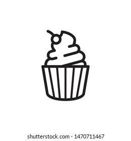 Cupcake icon vector. Cupcake sign symbol for design web. Simple design on white background.