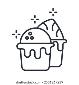 cupcake icon. vector.Editable stroke.linear style sign for use web design,logo.Symbol illustration.