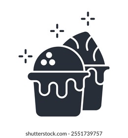 cupcake icon. vector.Editable stroke.linear style sign for use web design,logo.Symbol illustration.