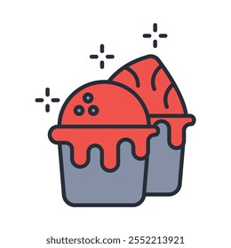 cupcake icon. vector.Editable stroke.linear style sign for use web design,logo.Symbol illustration.