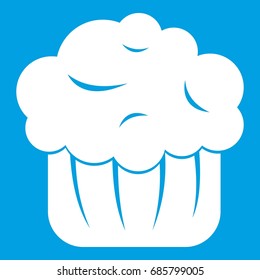 Cupcake icon white isolated on blue background vector illustration