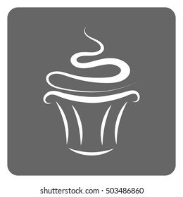 Cupcake icon - white on a gray background