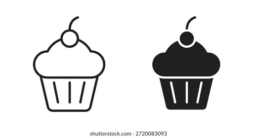 Ícones de cupcake de cor preta em vários estilos