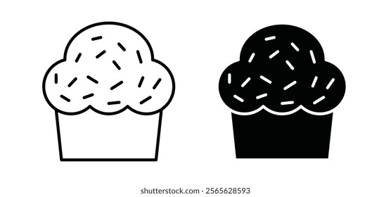 Cupcake icons in black and white colors