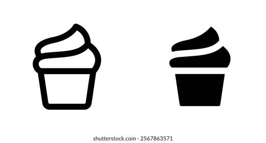 Cupcake icons collection in Filled flat and thin line style.