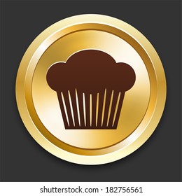 Cupcake Icons on Gold Button Collection