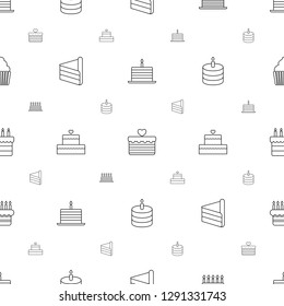 cupcake icons pattern seamless white background. Included editable line cake with one candle, heart lock, cake, muffin icons. cupcake icons for web and mobile.