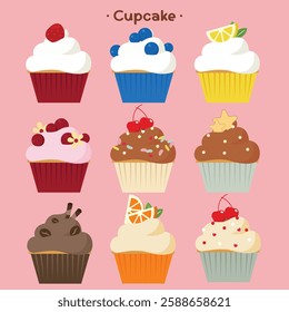 Cupcake Icons Set dessert bakery