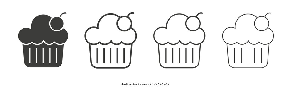 Cupcake icons set vectors graphic designs