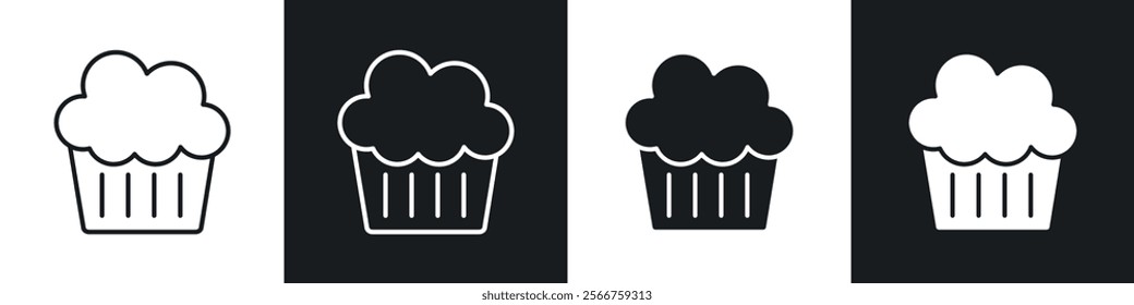 Cupcake icons in Thin line black color. flat simple vector symbols illustration.