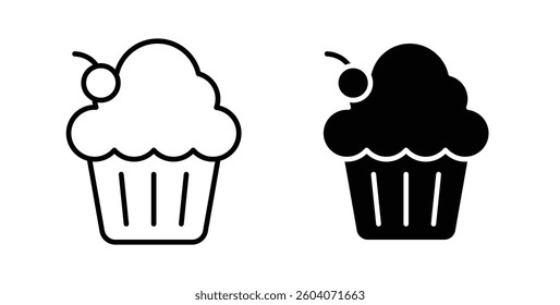 Cupcake icons. thin line vector icons