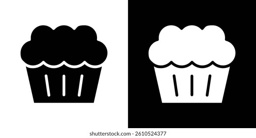 Cupcake icons vector set in solid flat style