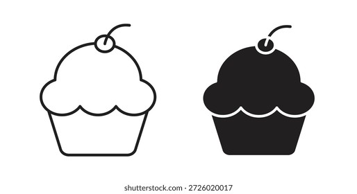 Símbolo de Vector de iconos de magdalena con trazo editable y versiones planas
