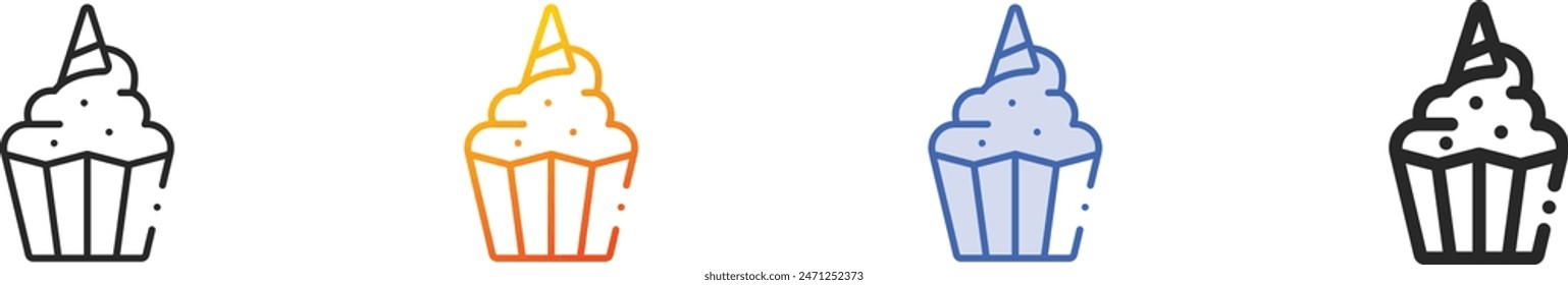 cupcake icon.Thin Linear, Gradient, Blue Stroke and bold Style Design Isolated On White Background