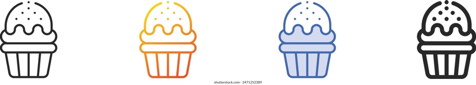 cupcake icon.Thin Linear, Gradient, Blue Stroke and bold Style Design Isolated On White Background