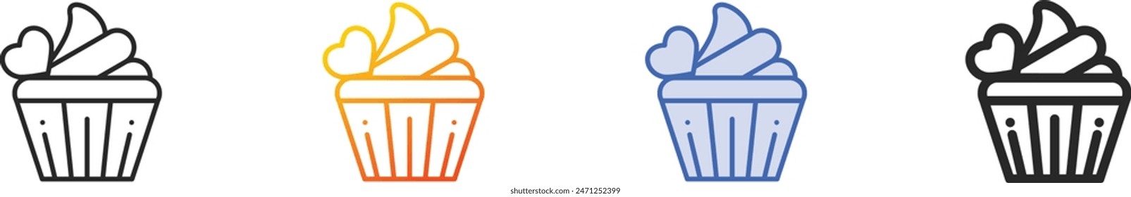 cupcake icon.Thin Linear, Gradient, Blue Stroke and bold Style Design Isolated On White Background