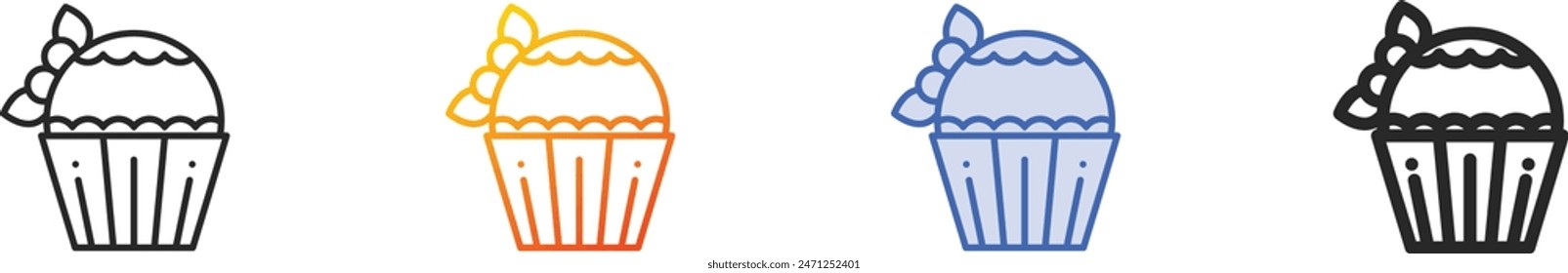 cupcake icon.Thin Linear, Gradient, Blue Stroke and bold Style Design Isolated On White Background