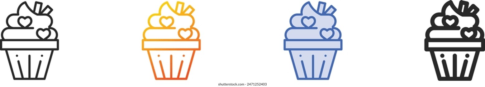 cupcake icon.Thin Linear, Gradient, Blue Stroke and bold Style Design Isolated On White Background