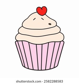 A cupcake, ideal for desserts, sweet treats, and celebration designs.