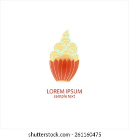 Cupcake illustration. Background for cafe or restaurant menu. 